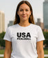 Bold Patriotic USA Pickleball by Pepini Pickleball β white Casual Wear Pickleball T-Shirt front view